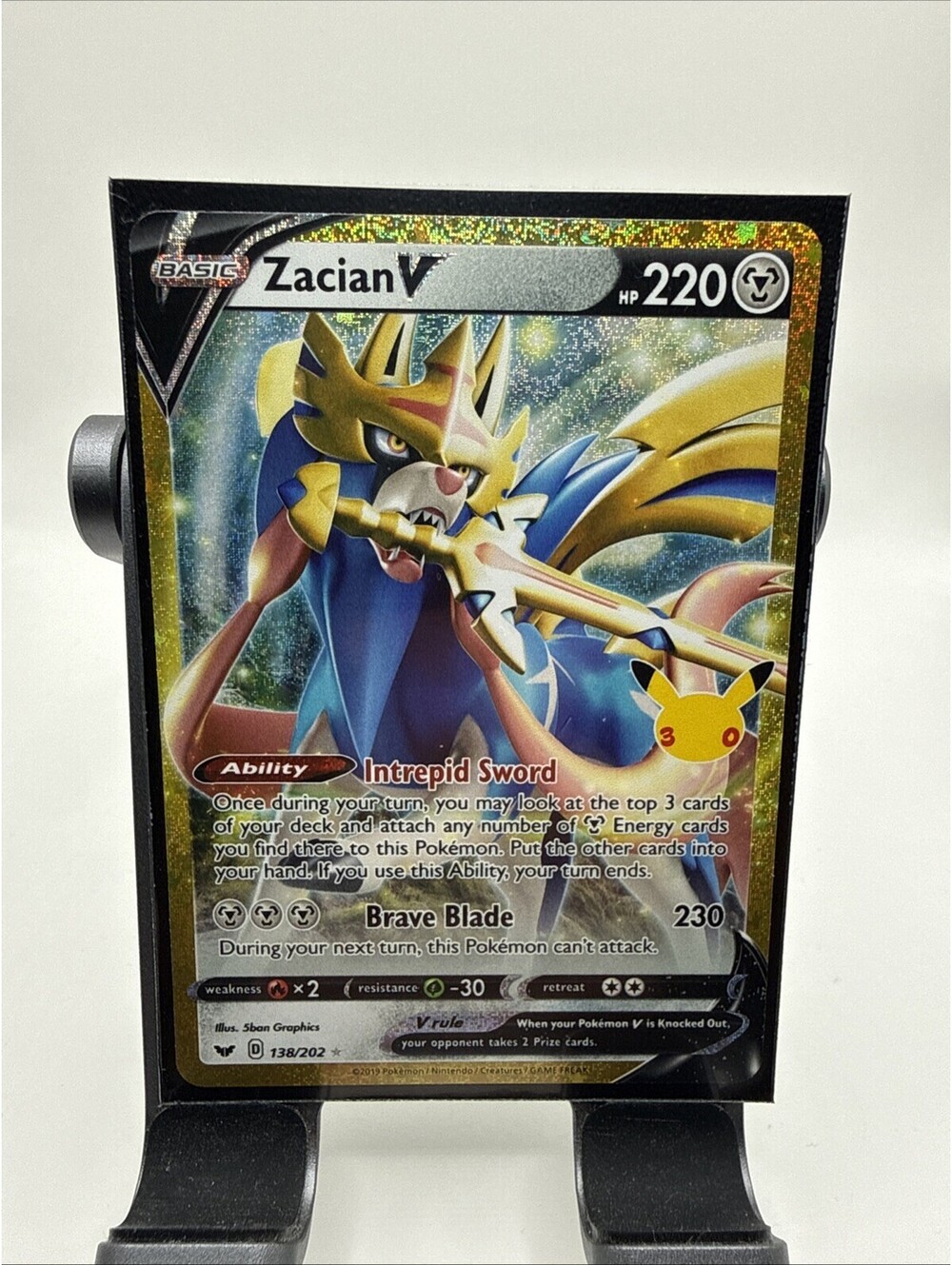 Pokémon 30th Anniversary Zacian V Full Art Holo Secret Rare 211/202 220 HP